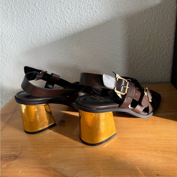 NWT Worthington Womens Rusk Heeled Sandals Brown/Gold Size 8 - Picture 9 of 10